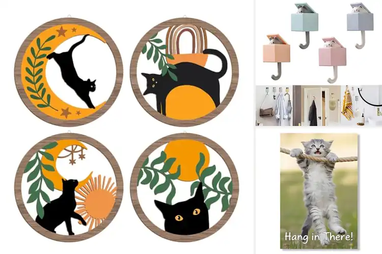 Detailed view of Best Bedroom Wall Hanging Cat Purr-Fectly Stylish Decor