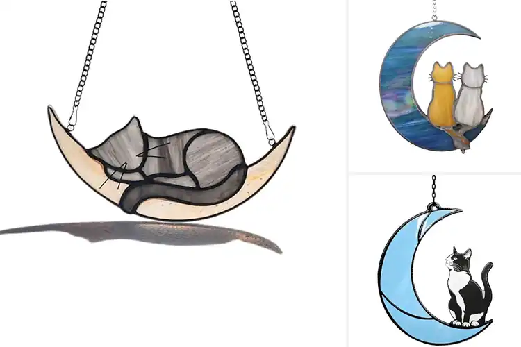 Detailed view of Best Cat Moon Glass Ornament