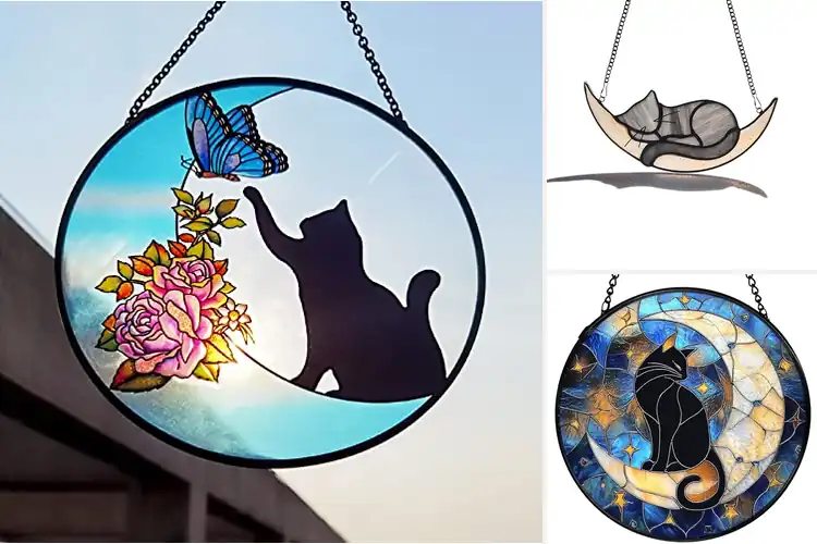 Detailed view of Best Cat On Moon Window Hangings