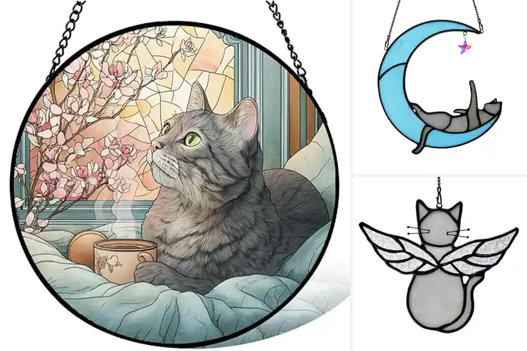 Detailed view of Best Gray Tabby Cat Suncatcher Decor
