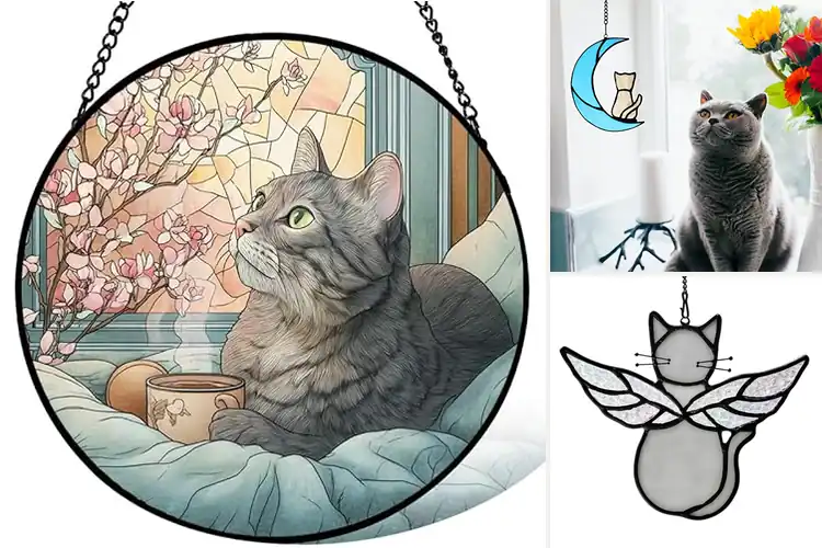 Detailed view of Best Grey Tabby Cat Decor Suncatchers