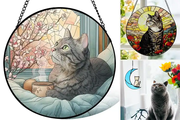 Detailed view of Best Grey Tabby Cat Sun Catcher Decor