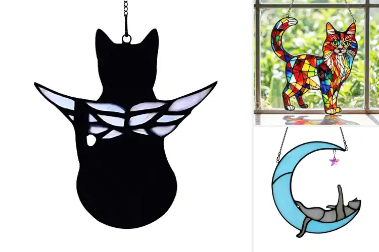 Detailed view of Best Handmade Stained Glass Cat Suncatchers