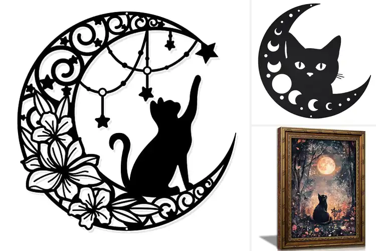 Detailed view of Best Moon And Cat Wall Art