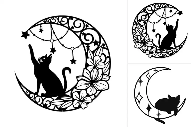 Detailed view of Best Moon Cat Wall Accent