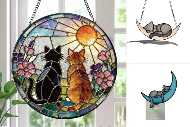 Detailed view of Best Peaceful Glass Cat Decor