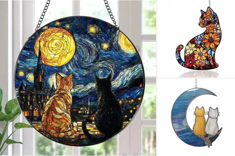Detailed view of Best Stained Glass Cat Art
