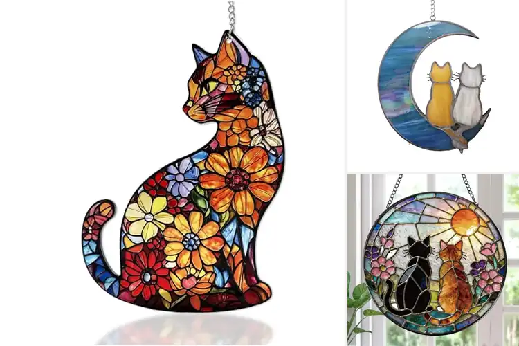 Detailed view of Best Stained Glass Cat Decor