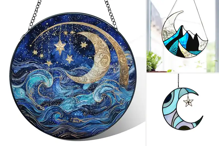 Detailed view of Best Stained Glass Moon Decor