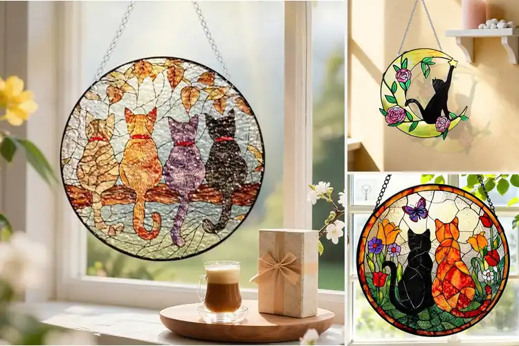 Detailed view of Best Suncatcher Cat Glass Panel